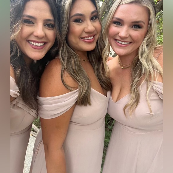 Taupe Chiffon Gown Size 12 - Picture 2 of 5